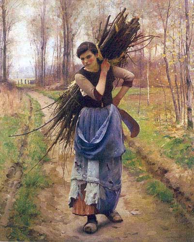 Painting Code#12451-Charles Sprague Pearce -The Woodcutter's Daughter