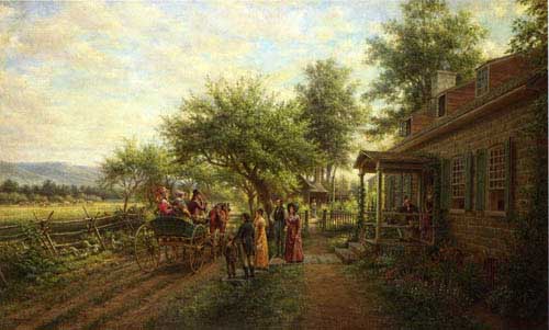 Painting Code#12456-Edward Lamson Henry - News of the War of 1812