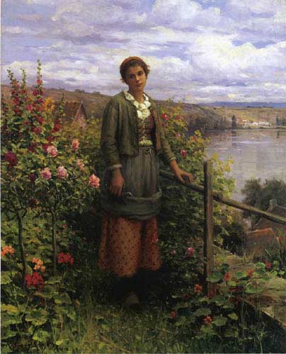 Painting Code#12473-Knight, Daniel Ridgway(USA) - In Her Garden