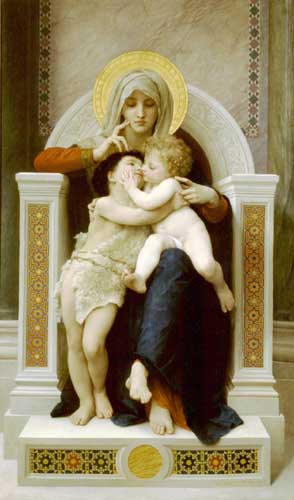 Painting Code#12596-Bouguereau, William - The Virgin, Jesus & Saint John Baptist