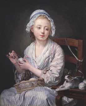Painting Code#1372-Jean-Baptiste Greuze: The Wool Winder