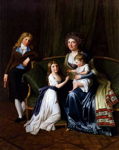 Painting Code#1404-Danloux, Henri Pierre: Portrait Of A Family In An Interior