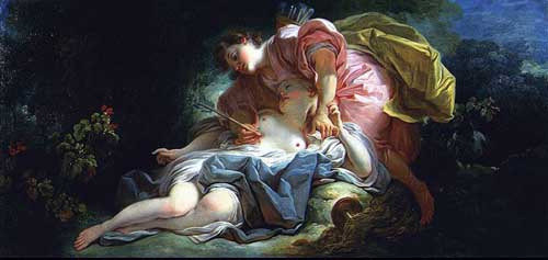 Painting Code#15464-Fragonard, Jean Honore - Cephalus and Procris