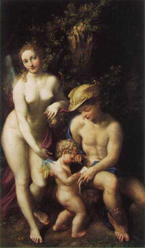 Painting Code#1605-Correggio(Italy): Mercury with Venus