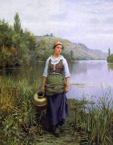Painting Code#1766-Knight, Daniel Ridgway(USA): By the Riverside