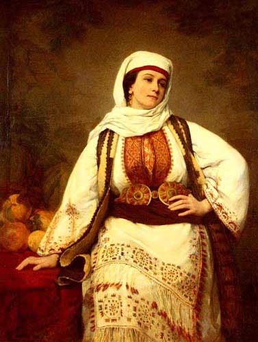 Painting Code#1986-Browne, Henriette, Hon. R.I.(France): An Oriental Beauty