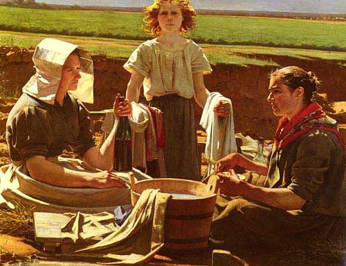 Painting Code#1997-Buland, Jean-Eugene(France): The Washerwomen's Lunch
