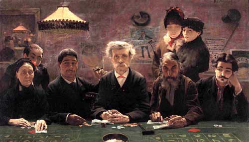 Painting Code#1998-Buland, Jean-Eugene(France): The Gambling Den
