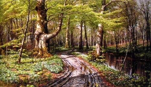 Painting Code#20062-Monsted, Peder Mork(Denmark): River Landscape