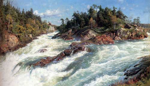 Painting Code#20063-Monsted, Peder Mork(Denmark): The Raging Rapids
