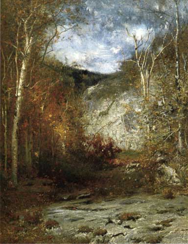 Painting Code#20131-Alexander Helwig Wyant - Rocky Ledge, Adirondacks