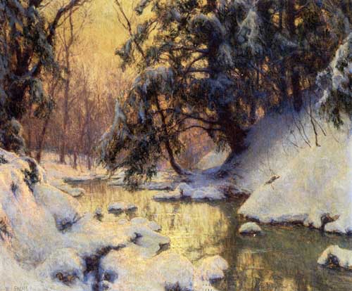 Painting Code#20135-Walter Launt Palmer - Brook and Hemlocks