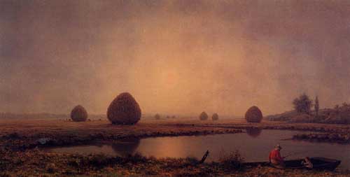 Painting Code#20143-Martin Johnson Heade - Sunrise on the Marshes