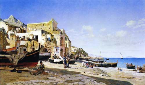 Painting Code#20152-Campo, Federico Del - The Harbour, Capri