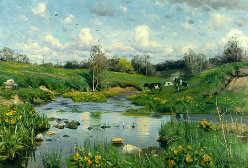 Painting Code#2026-Monsted, Peder Mork(Denmark): Cows Grazing
