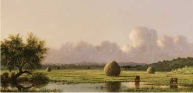 Painting Code#20325-Martin Johnson Heade - Haystacks