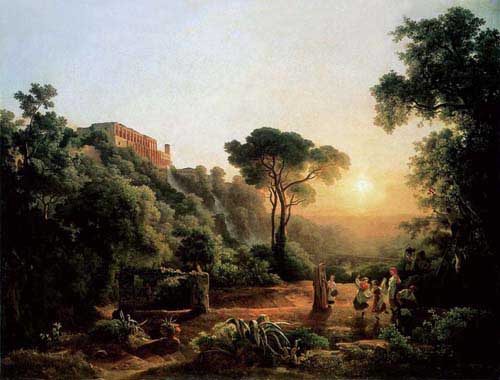 Painting Code#2047-Marko, Karoly, the Elder(Hungary): Landscape near Tivoli with Vintager Scenz
