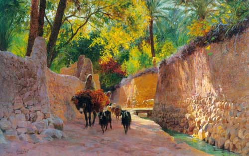 Painting Code#2053-Girardet, Eugene-Alexis(France): On the Way to Market