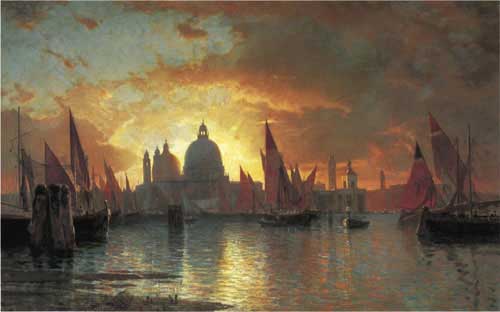 Painting Code#2061-2061-William Stanley Haseltine - Santa Maria della Salute, Sunset