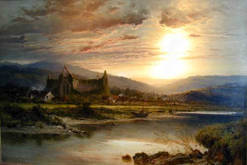 Painting Code#2069-Leader, Benjamin Williams(England): Tintern Abbey