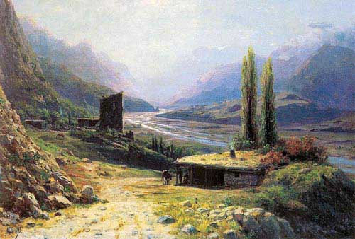 Painting Code#2080-Lagorio Lev elixovich: The Caucasian Canyon