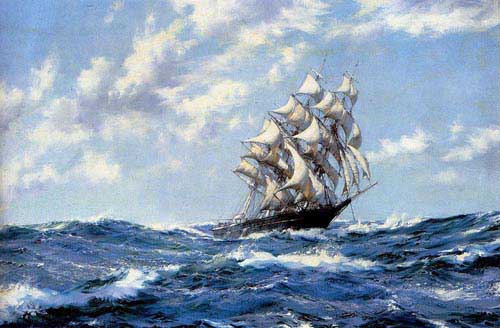 Painting Code#2186-Dawson, Montague(England): The Clipper Ship Blue Jacket On Choppy Seas