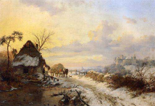 Painting Code#2253-Frederk Marinus Kruseman - A Winter's Day