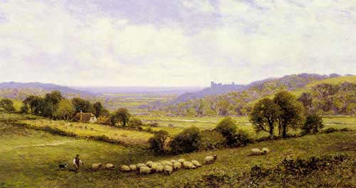 Painting Code#2602-Glendening, Alfred(England): Near Amberley, Sussex, with Arundel Castle in the Distance