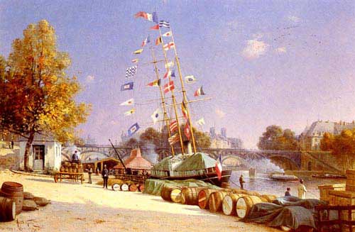 Painting Code#2608-Guery, Armand(France): The Quay of the Holy Fathers in Paris