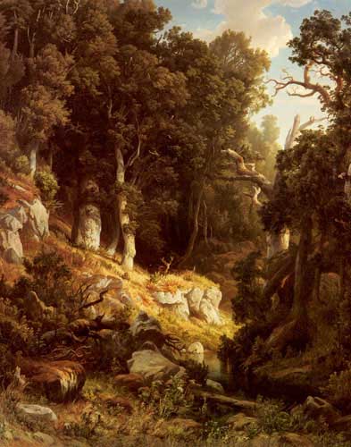 Painting Code#2625-Kessler, August(Germany): A Deer in a Woodland Clearing