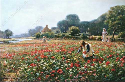 Painting Code#2661-William Kay Blacklock - Picking Posies