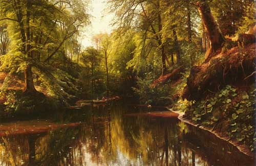 Painting Code#2703-Monsted, Peder Mork(Denmark):  At Seaby 
 