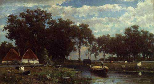 Painting Code#2712-Johan Hendrik Weissenbruch - The Hay Bridge