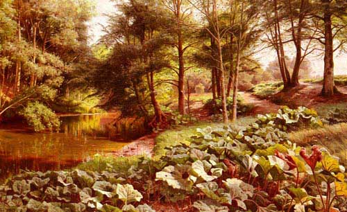 Painting Code#2720-Monsted, Peder Mork(Denmark): The Path On The River's Edge