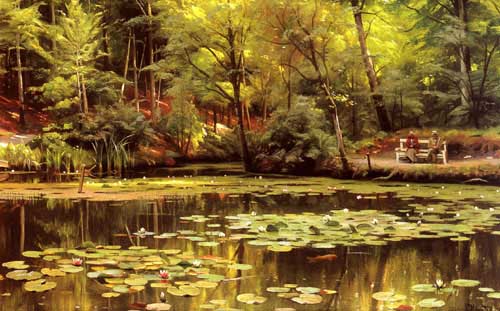 Painting Code#2723-Monsted, Peder Mork(Denmark): Waterlilies 
 