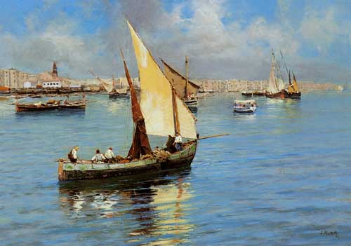 Painting Code#2773-Pratella, Attilio(Italy): Porto Di Napoli (pic 2)