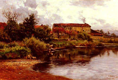 Painting Code#2785-Renaudin, Alfred(France): The Washerwoman