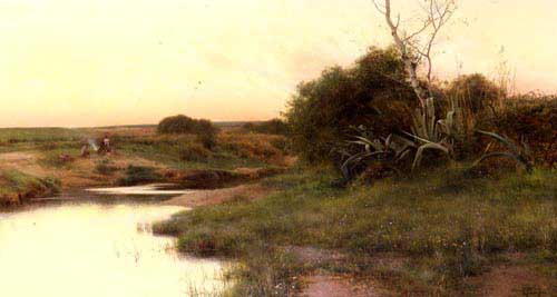 Painting Code#2794-Sanchez-Perrier, Emilio(Spain): On The River's Edge At Dusk