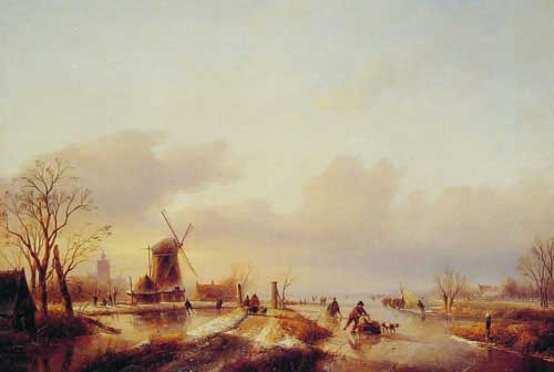Painting Code#2812-Spohler, Jan Jacob Coenraad(Netherlands): Winter Ice Skating