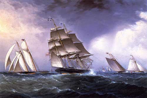 Painting Code#2820-James E. Buttersworth - A Breezy Day Outside