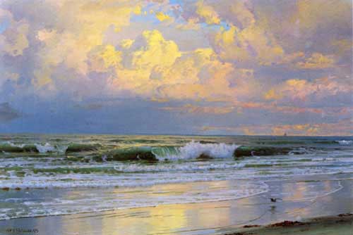 Painting Code#2833-William Trost Richards - Breaking Waves