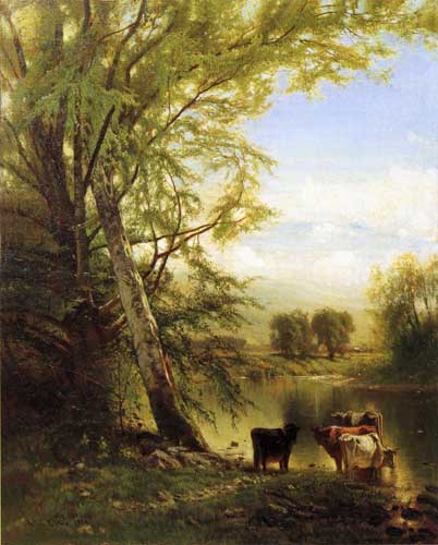 Painting Code#2852-Arthur Parton - Pastoral Landscape