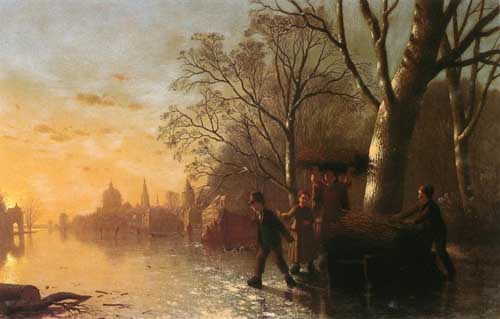 Painting Code#2875-Johann Mongles Culverhouse - Children Gathering Kindling Wood