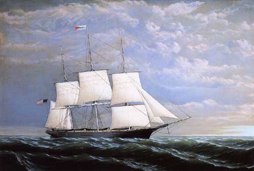 Painting Code#2884-William Bradford - Whaleship 'Syren Queen' of Fairhaven