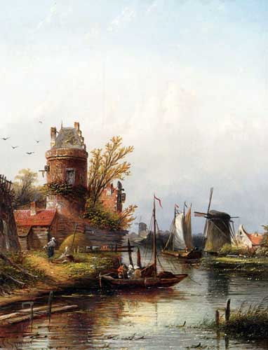 Painting Code#2948-Spohler, Jan Jacob Coenraad(Netherlands): Vue De Buiksloot Pres D'Amsterdam