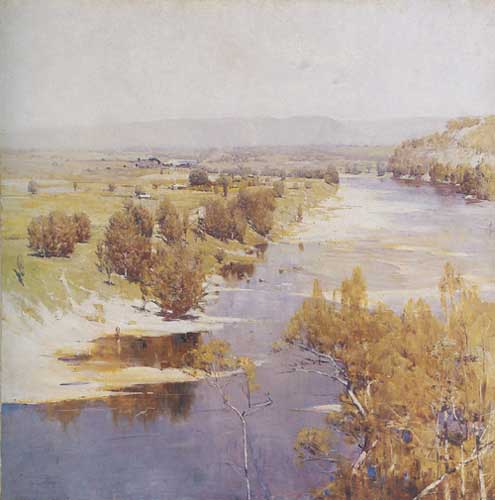 Painting Code#2962-Streeton, Arthur(Australia): The purple noon's transparent might