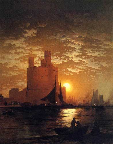 Painting Code#2996-Edward Moran - Moonlit Scene
