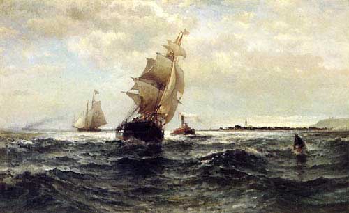 Painting Code#2998-Edward Moran - Off Atlantic Highlands