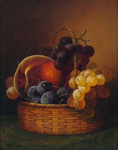 Painting Code#3029-WILLIAM MASON BROWN: A Basket of Fruit