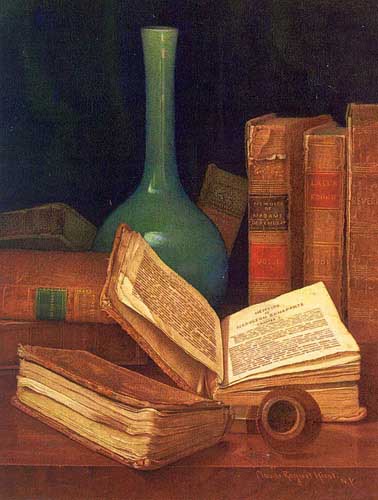 Painting Code#3142-Hirst, Claude Raguet(USA): The Bookworm's Table